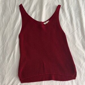 eesome Ribbed Sleeveless Tank Top - Wine Red